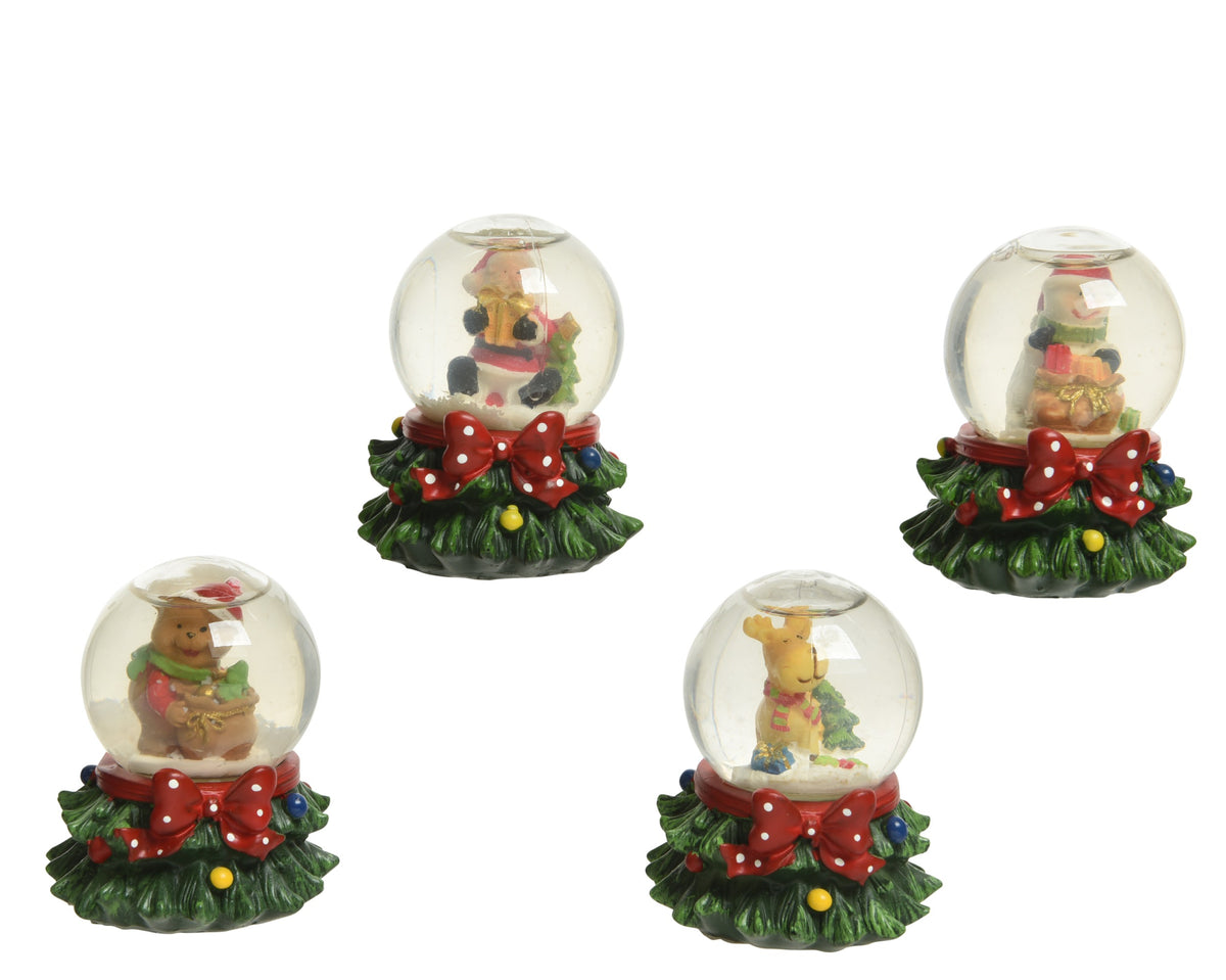 SNOWGLOBE POLY TREE BASE BEAR SNOWMAN SANTA ASSORT