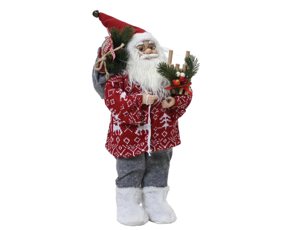 SANTA POLYESTER PLASTIC BODY WITH RED SWEATE LARGO 17CM X ANCHO 11CM X ALTO 30CM