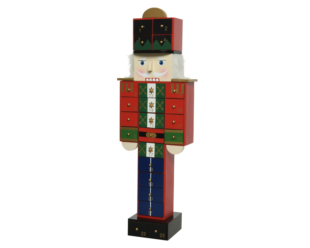 ADVENT CALENDAR MDF NUTCRACKER FAUX FUR HAIR MULTI LARGO 15.5CM X ANCHO 9.5CM X ALTO 47CM
