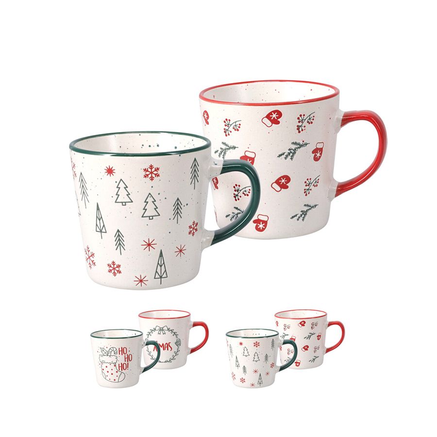 SET DE 2 TAZAS NAVIDEÑAS DE GRES