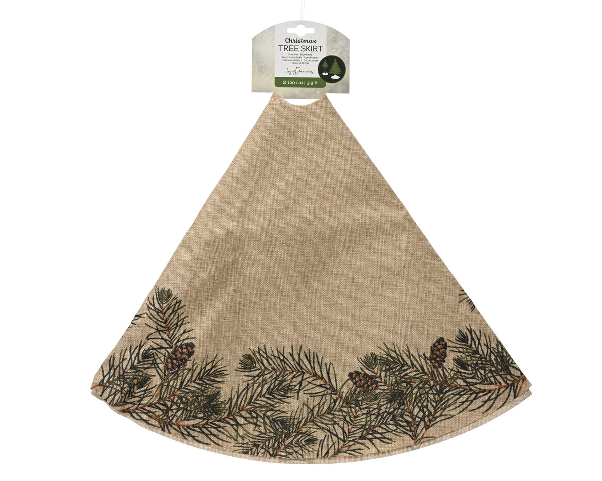 TREE SKIRT POLY PINELEAF PRINTED NATURAL