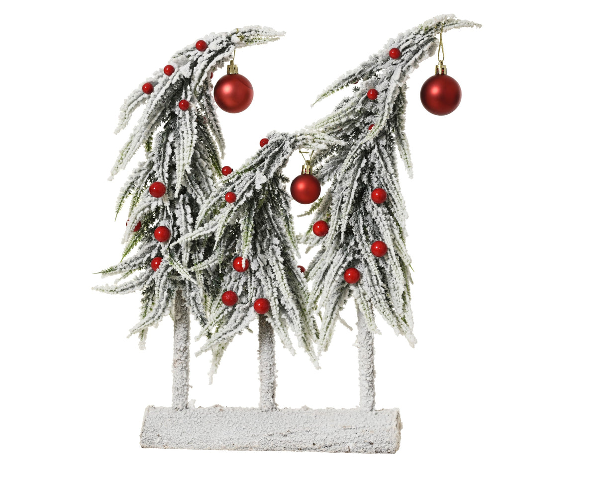 TABLEPIECE SNOWY RED BAUBLES INDOOR FSC MIX 100% GREEN/COLOUR(S) LARGO 12CM X ANCHO 30CM X ALTO 40CM