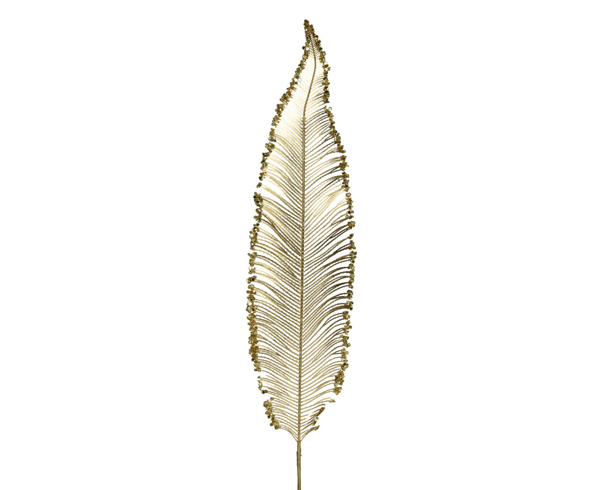 FERN SPRAY ON STEM PLASTIC WIH GLITTER FINISH GOLD LARGO 79CM X ANCHO 12CM X ALTO 0.5CM