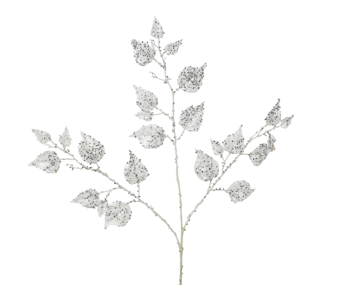 SPRAY PE SPANGLE ON LEAF CLEAR/SILVER LARGO 26CM X ANCHO 3CM X ALTO 68CM