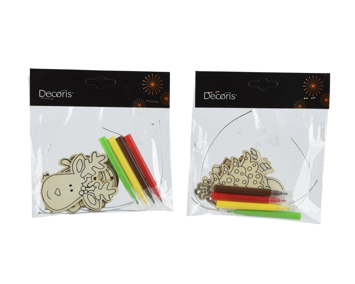 PAINT SET WOODEN COLOUR PEN BROWN,YELLOW,RED,GREEN 2ASS MULTI LARGO 12CM X ANCHO 14CM X ALTO 0.3CM