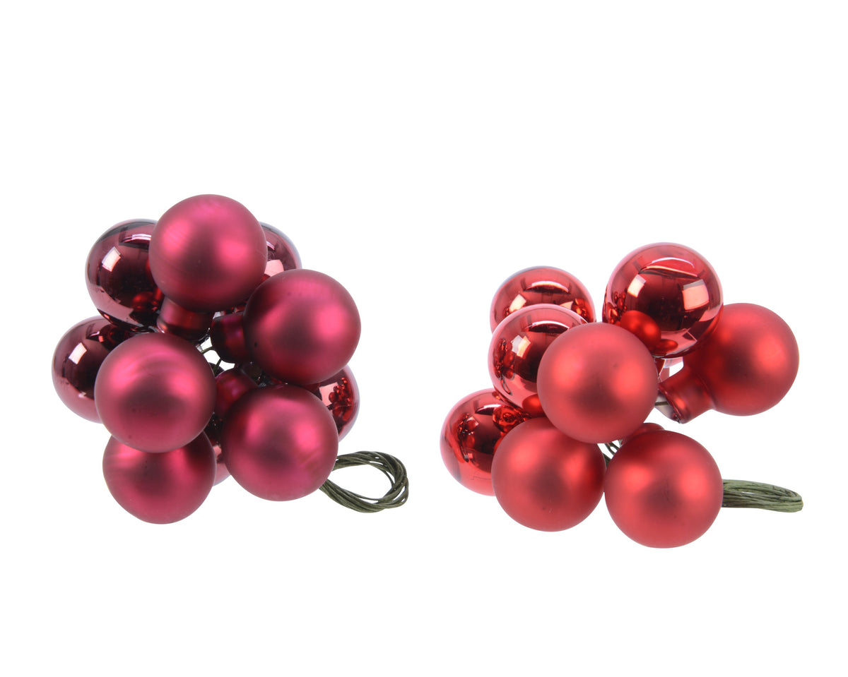 BAUBLES ON WIRE GLASS SHINY D2CM XMAS RED