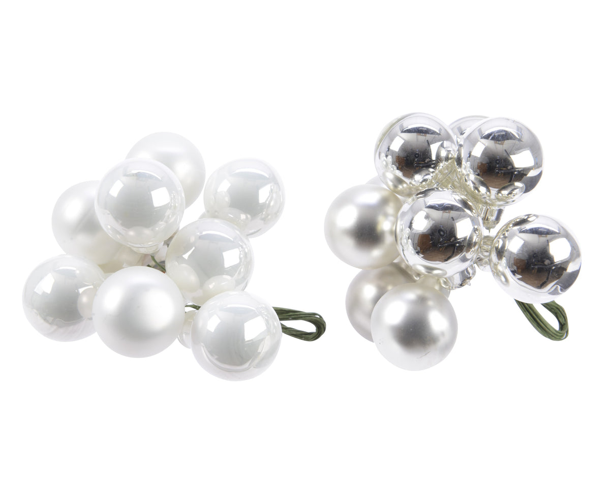 BAUBLES ON WIRE GLASS SHINY D2CM WHITE/SILVER