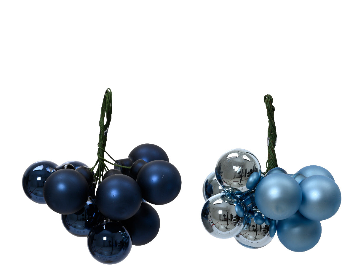 BAUBLE ON WIRE GLASS SHINY, MATT MIX BLUE