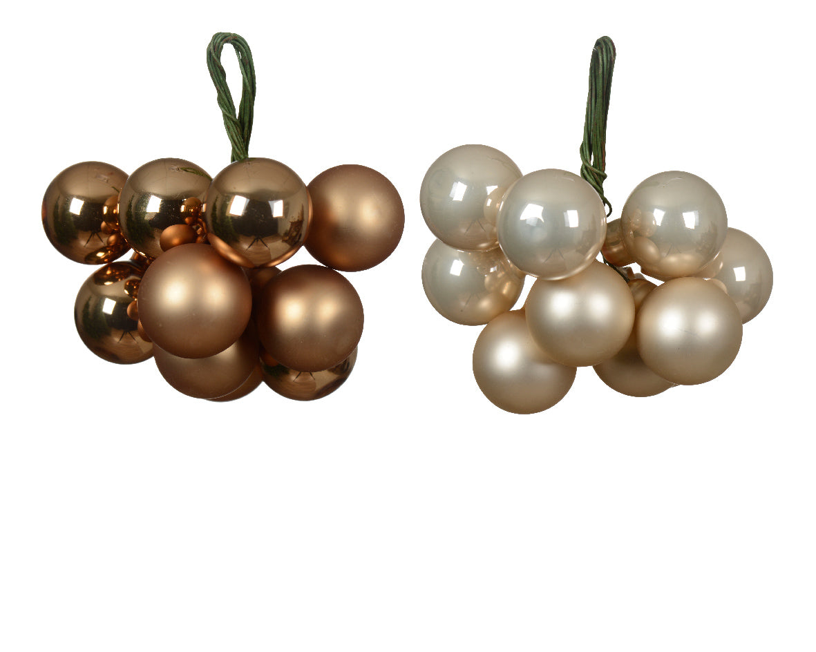 BAUBLE ON WIRE GLASS SH, ENAMEL, MATT MIX PEARL