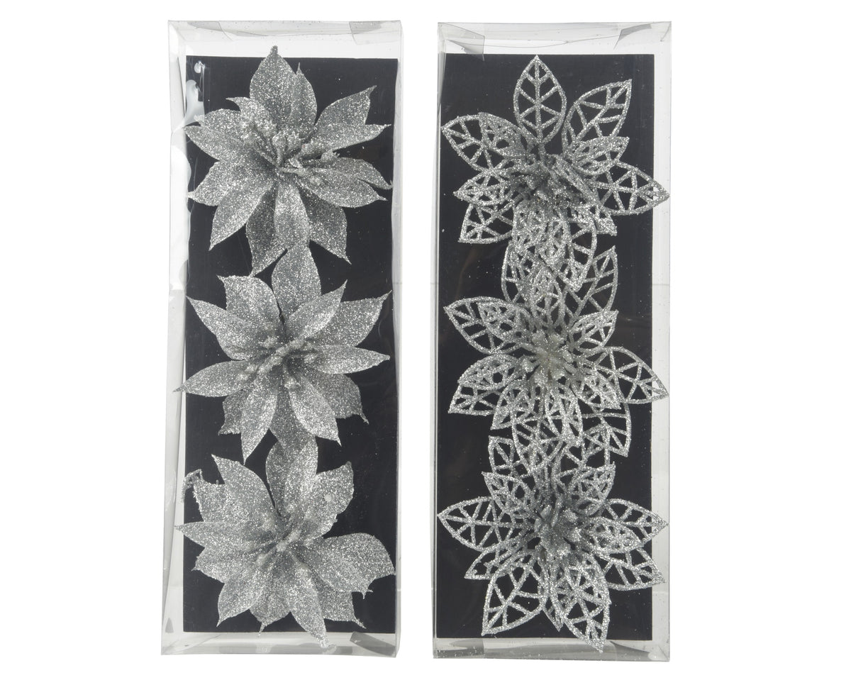 FLOWER ON CLIP PLASTIC 2ASS SILVER