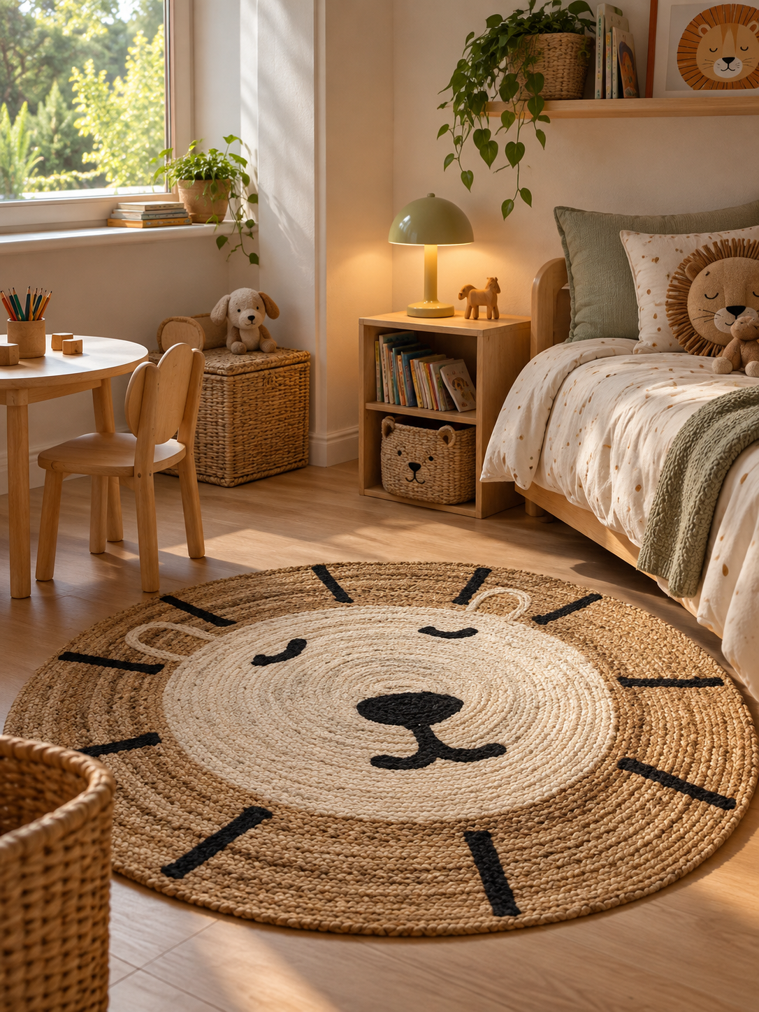 ALFOMBRA YUTE ALGODON 100X100 LEON MARRON