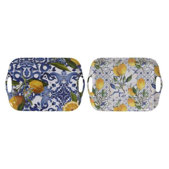 BANDEJA MELAMINA 36X26X2.5 AZULEJOS 2 SURT