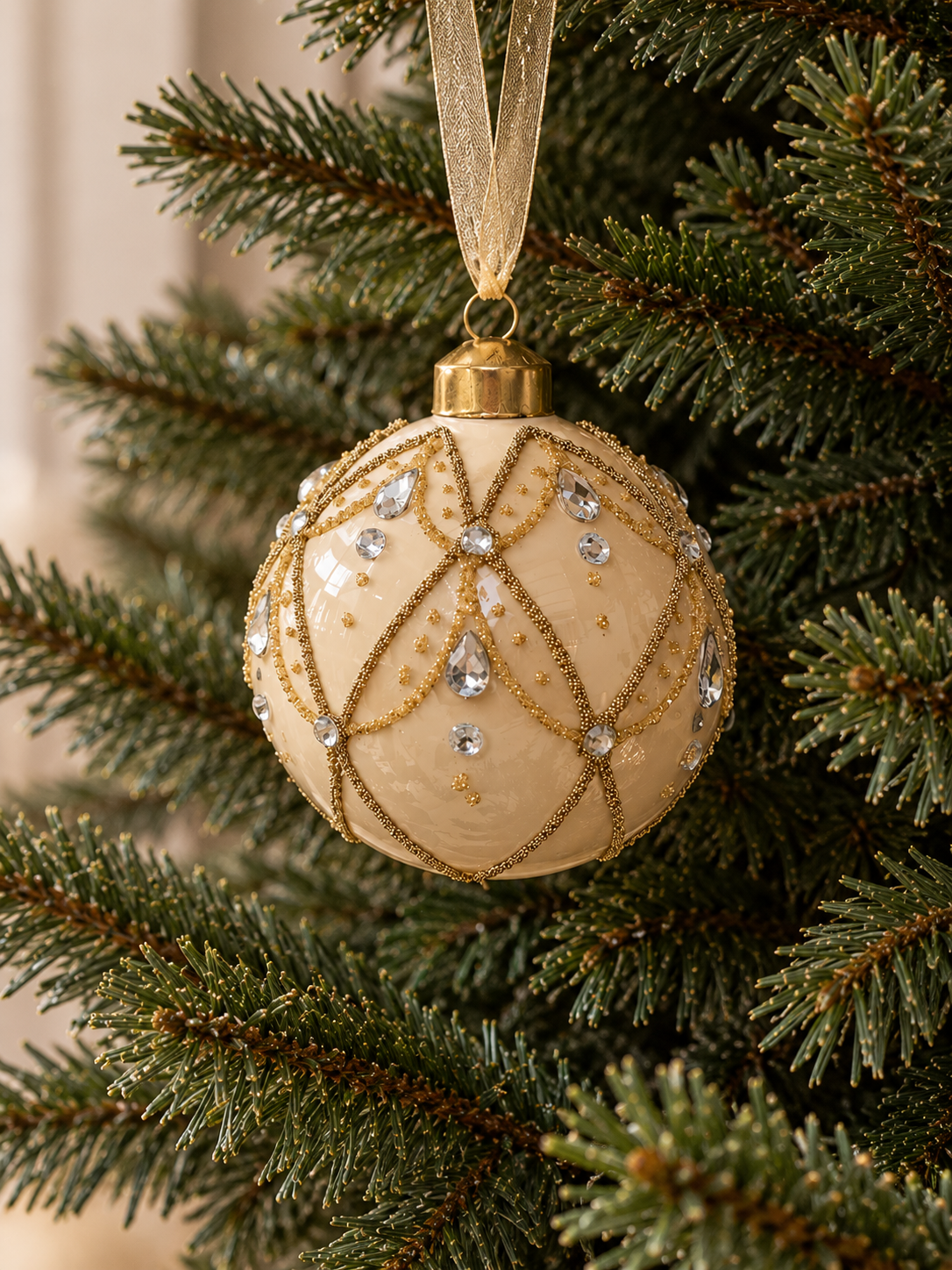 BOLA DE NAVIDAD DE CRISTAL CON GLITTER