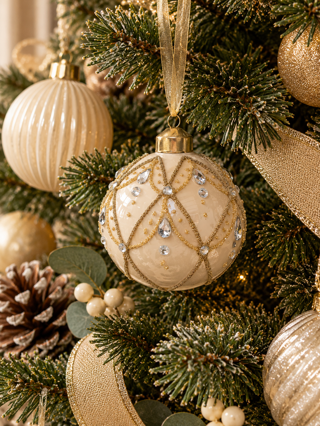 BOLA DE NAVIDAD DE CRISTAL CON GLITTER
