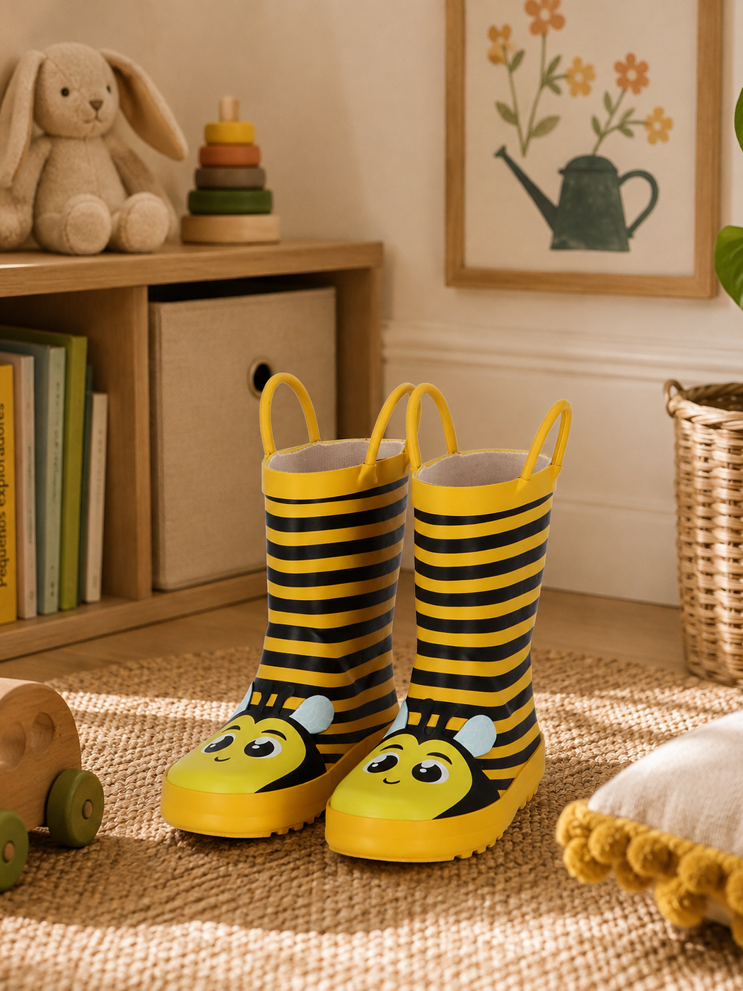 BOTAS INFANTILES DE AGUA CON DISEÑO DE ABEJA DE 25-26