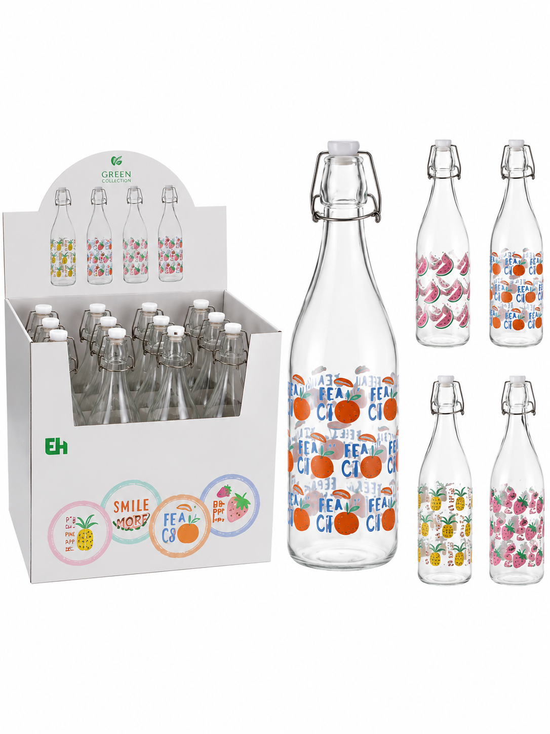 BOTELLA 1L CON TAPA OSCILANTE 4 ASS