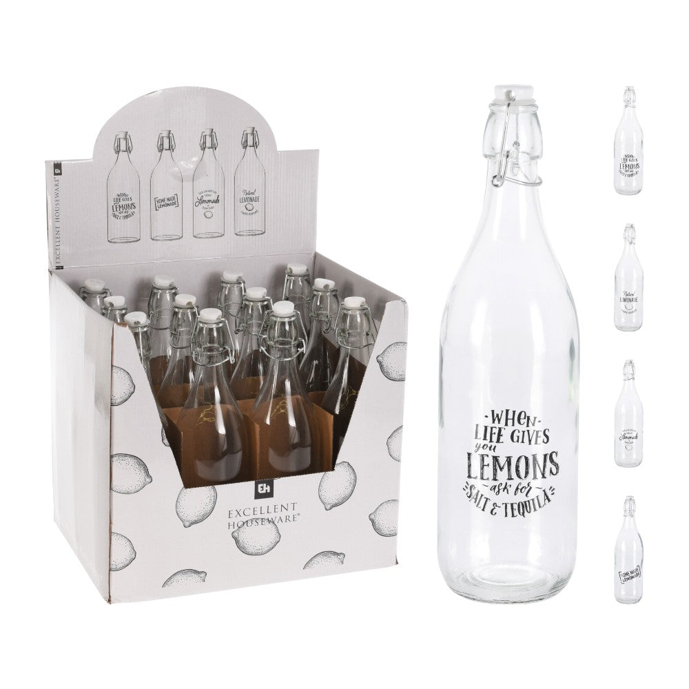 BOTELLA CON TAPA OSCILANTE 1L 4ASS