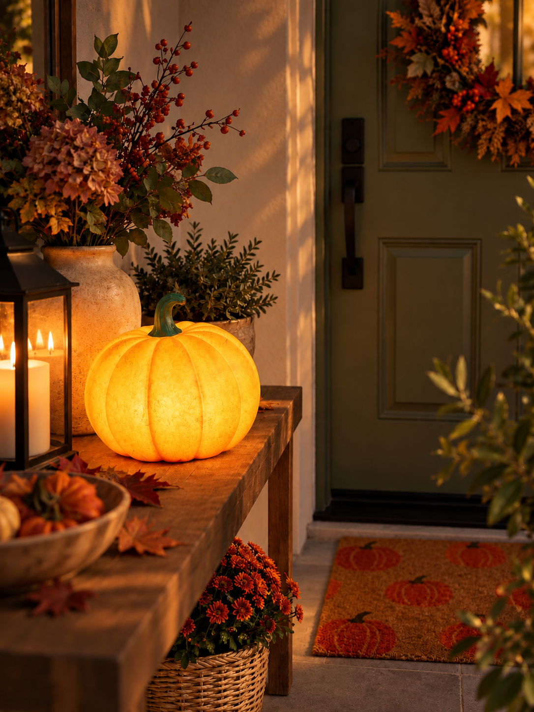 CALABAZA DECORATIVA LED DE FIBRA DE VIDRIO
