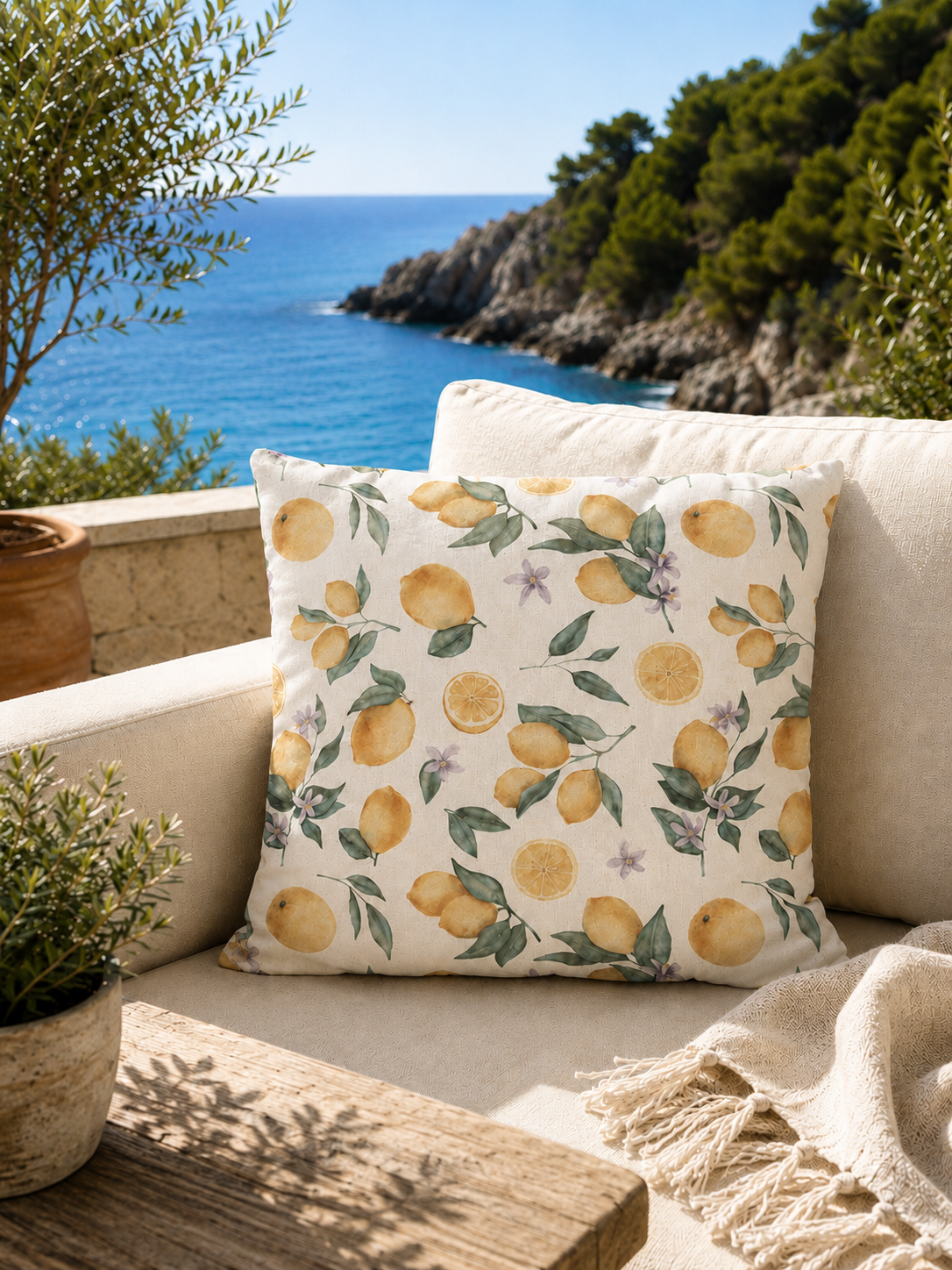 COJÍN CON ESTAMPADO DE LIMÓN 45X45
