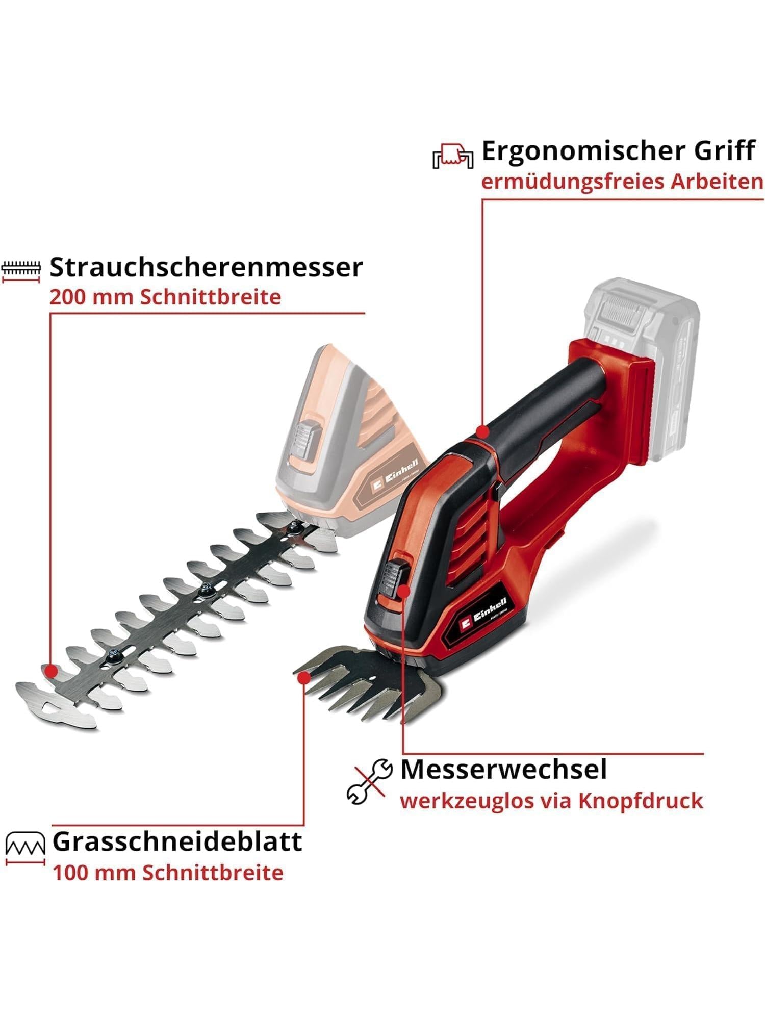 TIJERA CORTACESPED Y ARBUSTOS GE-CG 18/100 Li-SOLO