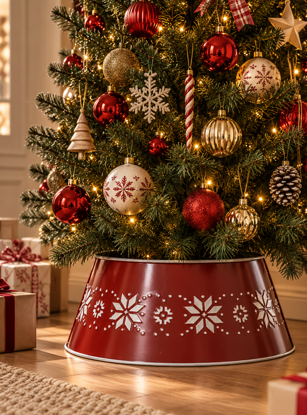 CUBREPIE 57CM ÁRBOL DE NAVIDAD HIERRO ROJO
