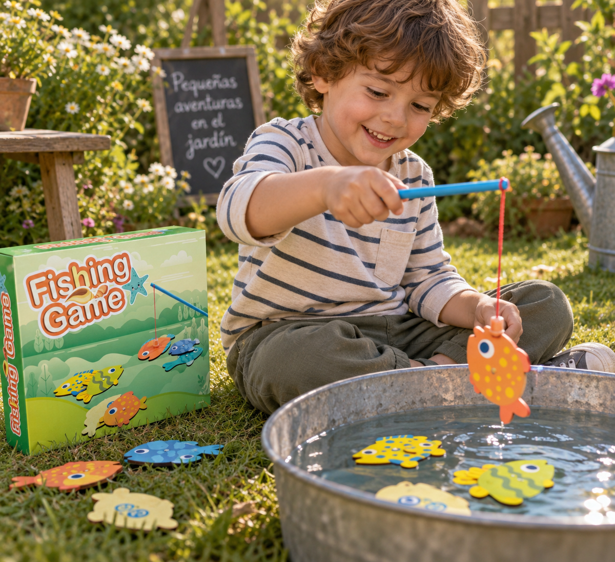 JUEGO DE MADERA PARA PESCA 9 PIEZAS