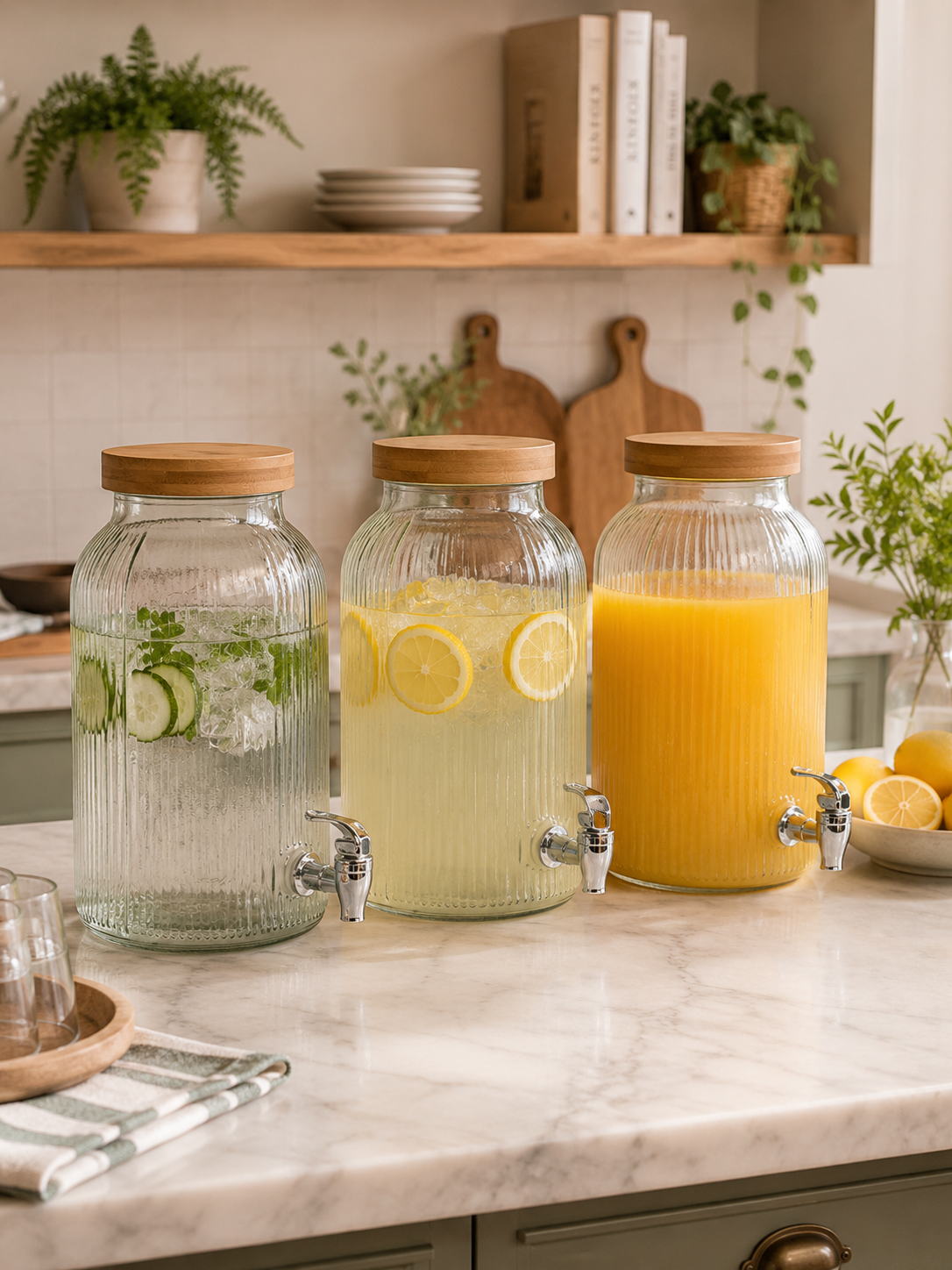 DISPENSADOR BEBIDAS CRISTAL BAMBU 18X18X31
