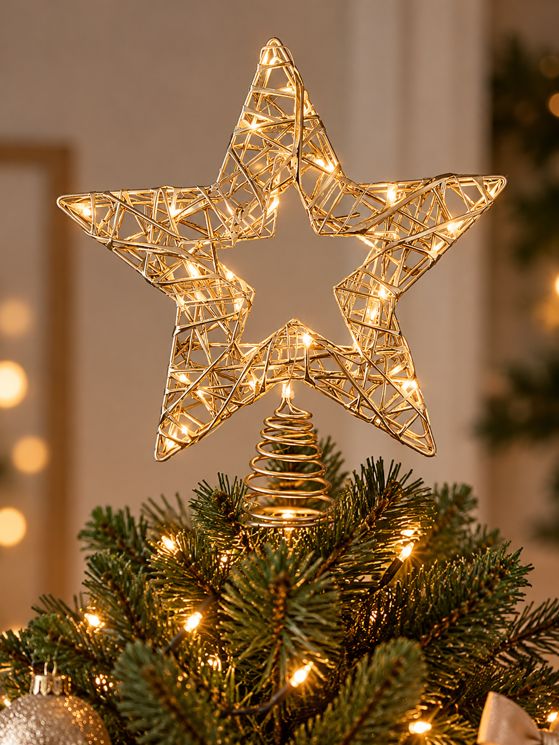 ESTRELLA PARA ÁRBOL DE NAVIDAD CON LED COLOR CHAMPÁN