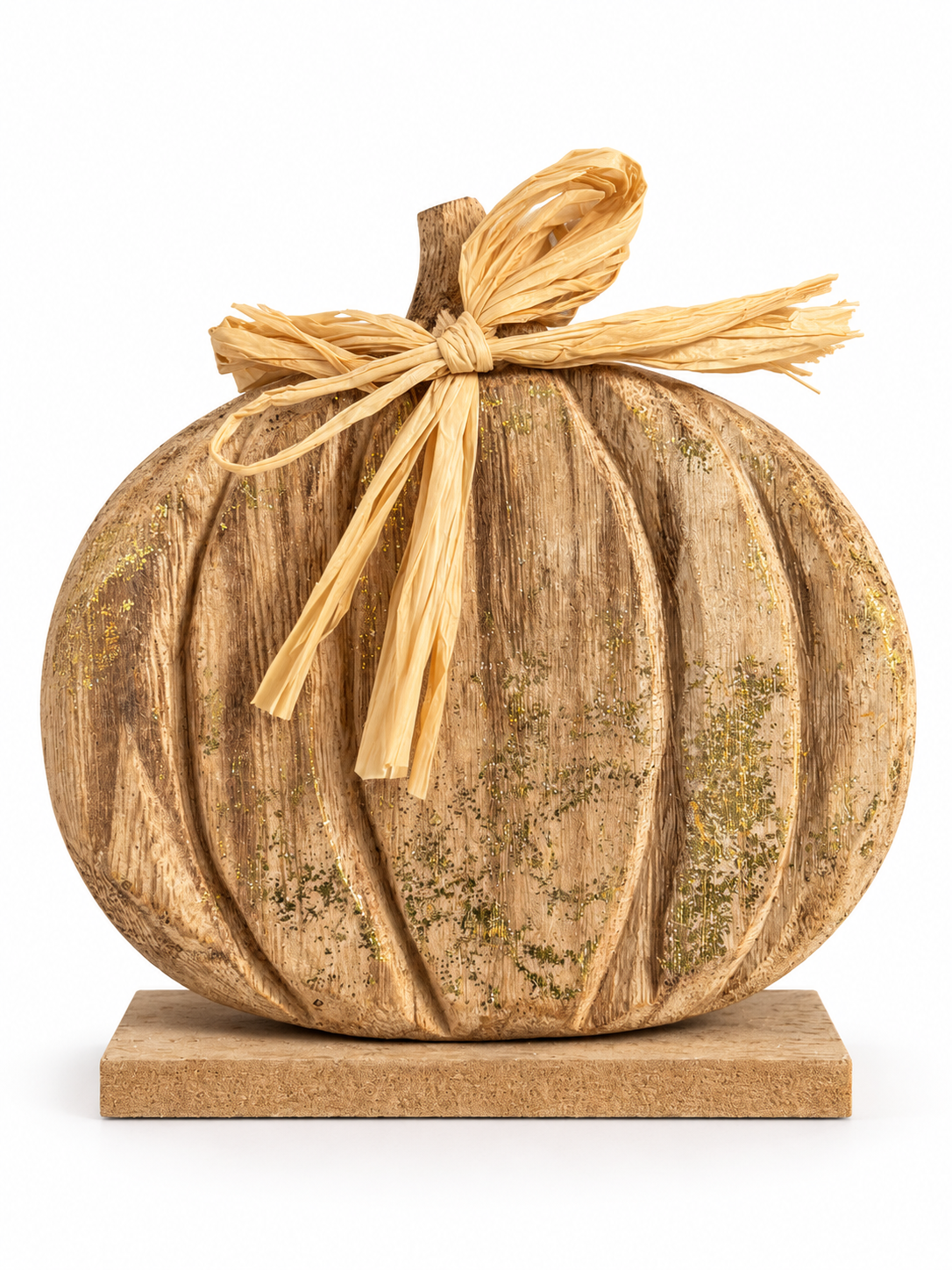 FIGURA DECORATIVA DE MADERA DE PINO CON DETALLES DORADOS · 5 × 15 × 16 CM