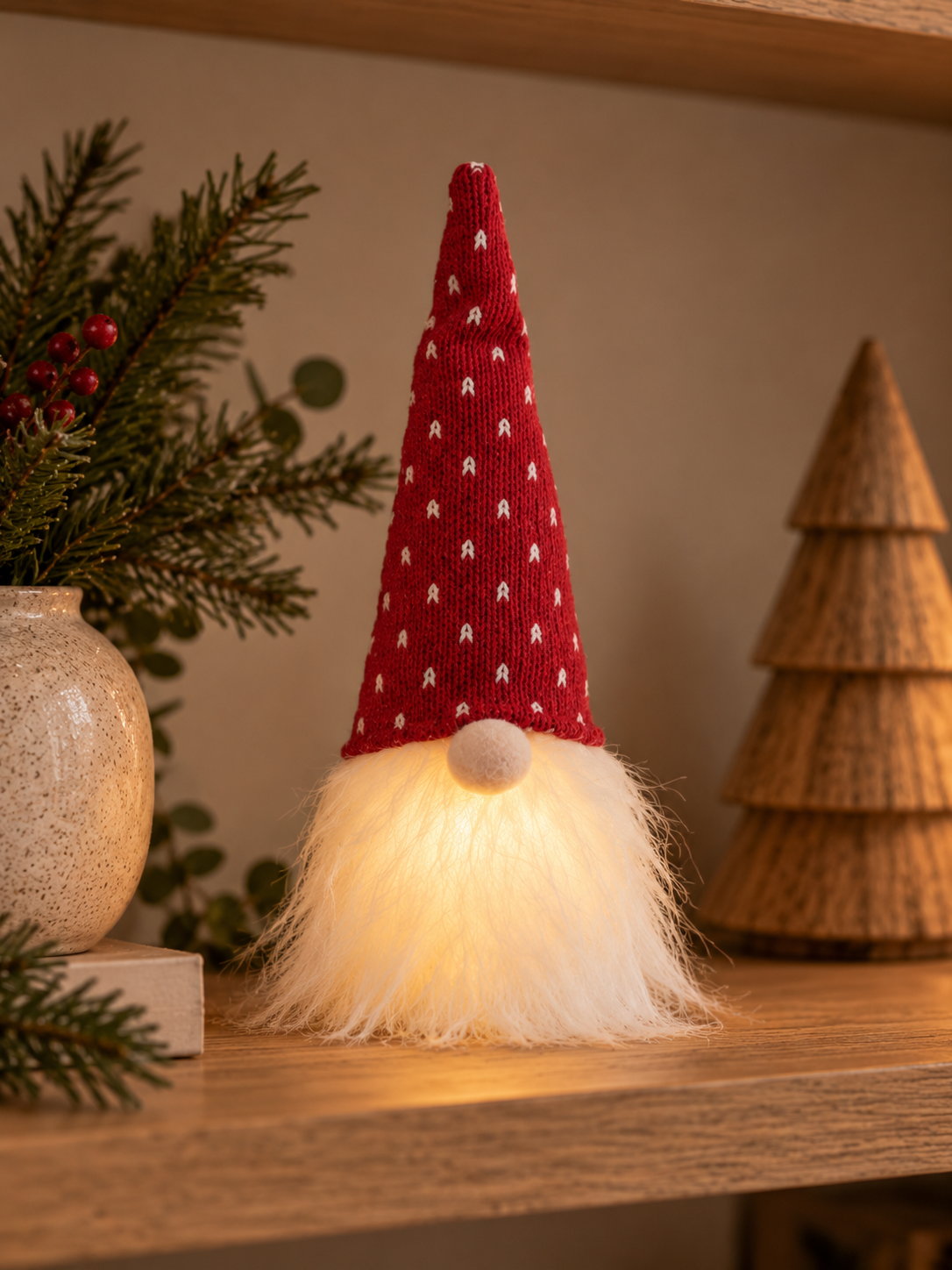 GNOMO DECORATIVO ROJO LED 20 CM