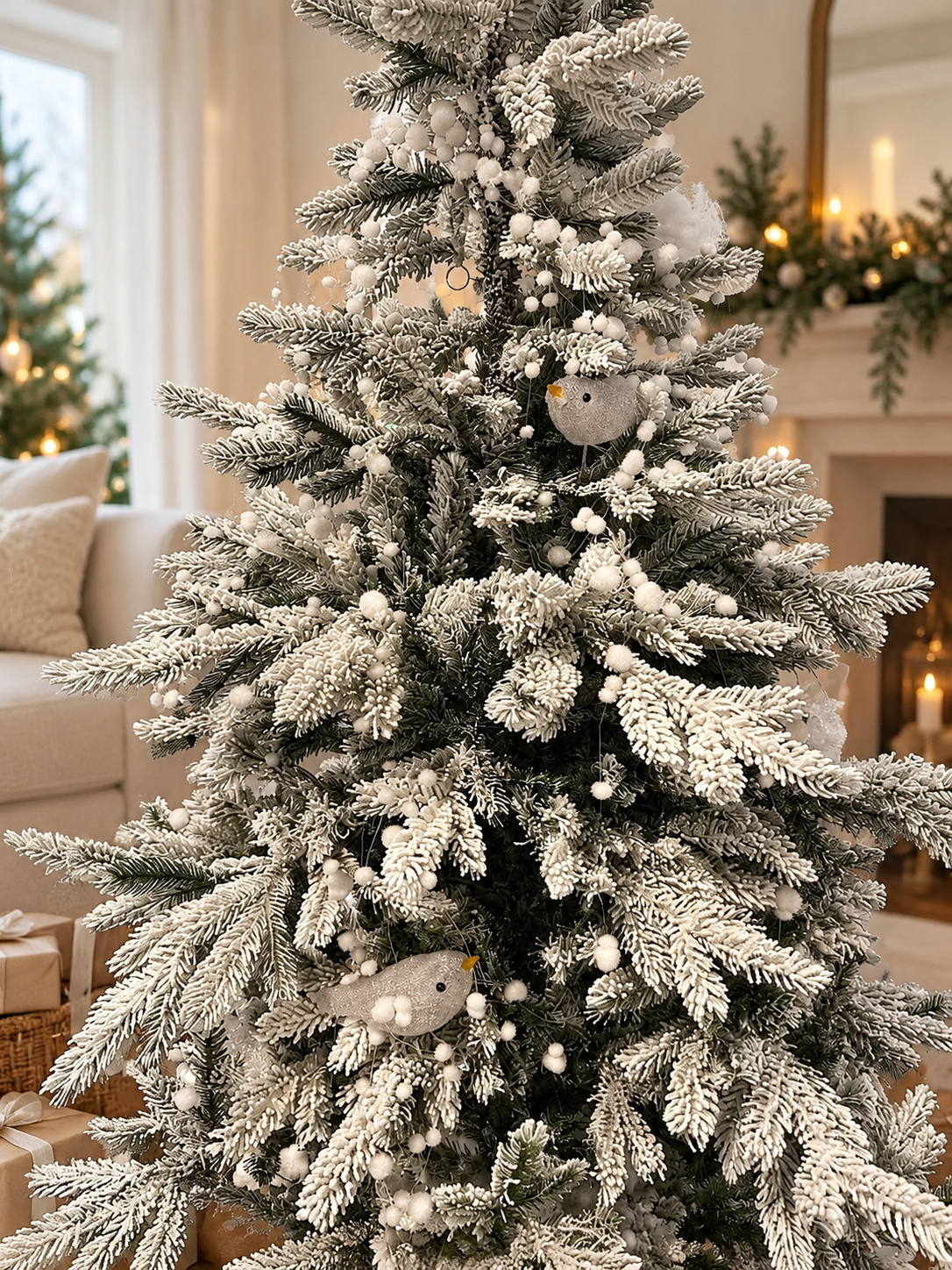 GUIRNALDA DECORATIVA DE POMPONES BLANCOS