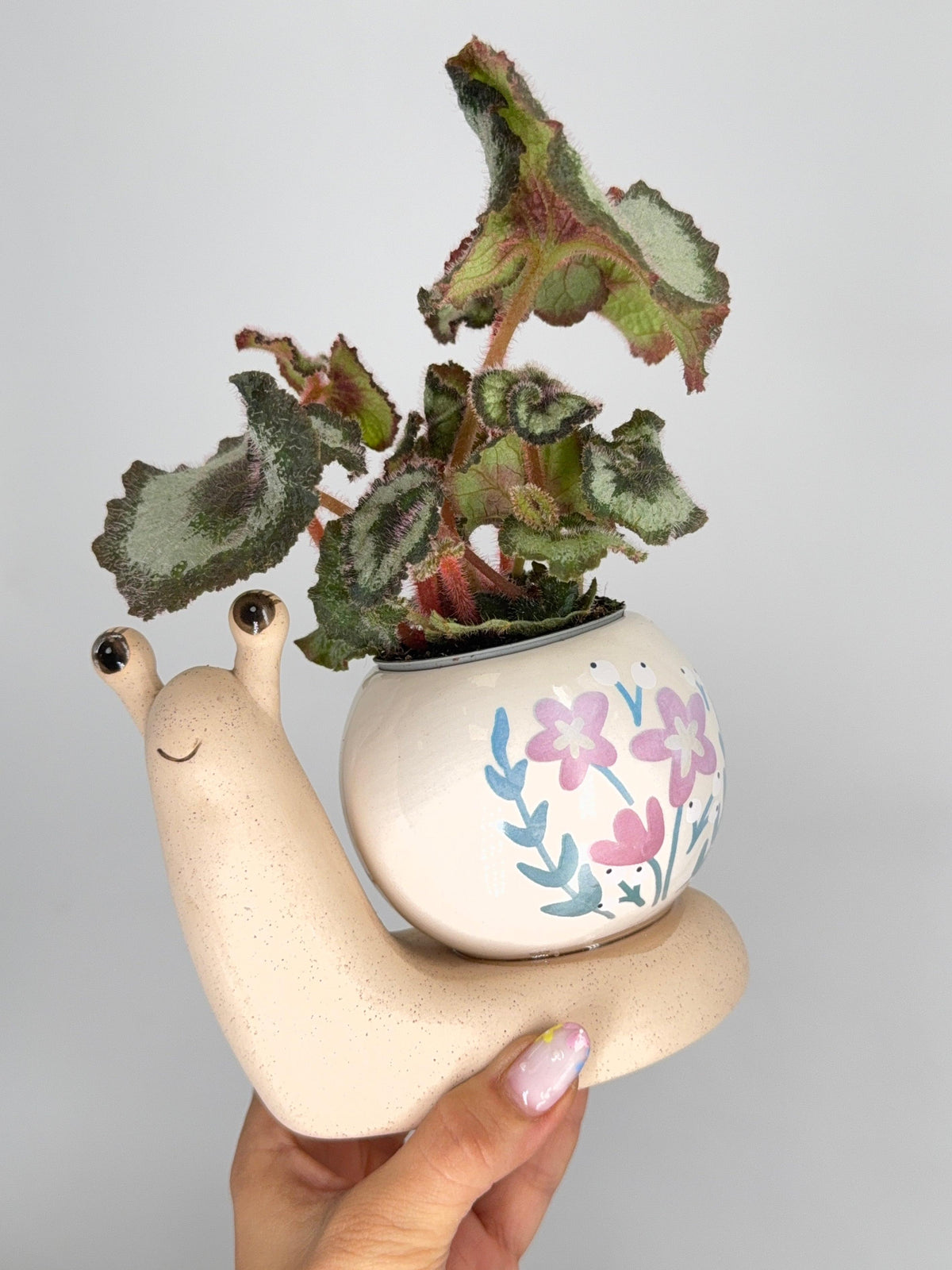 PLANTER DOLOMITE SNAIL MATTE BODY WITH SHINY BALL