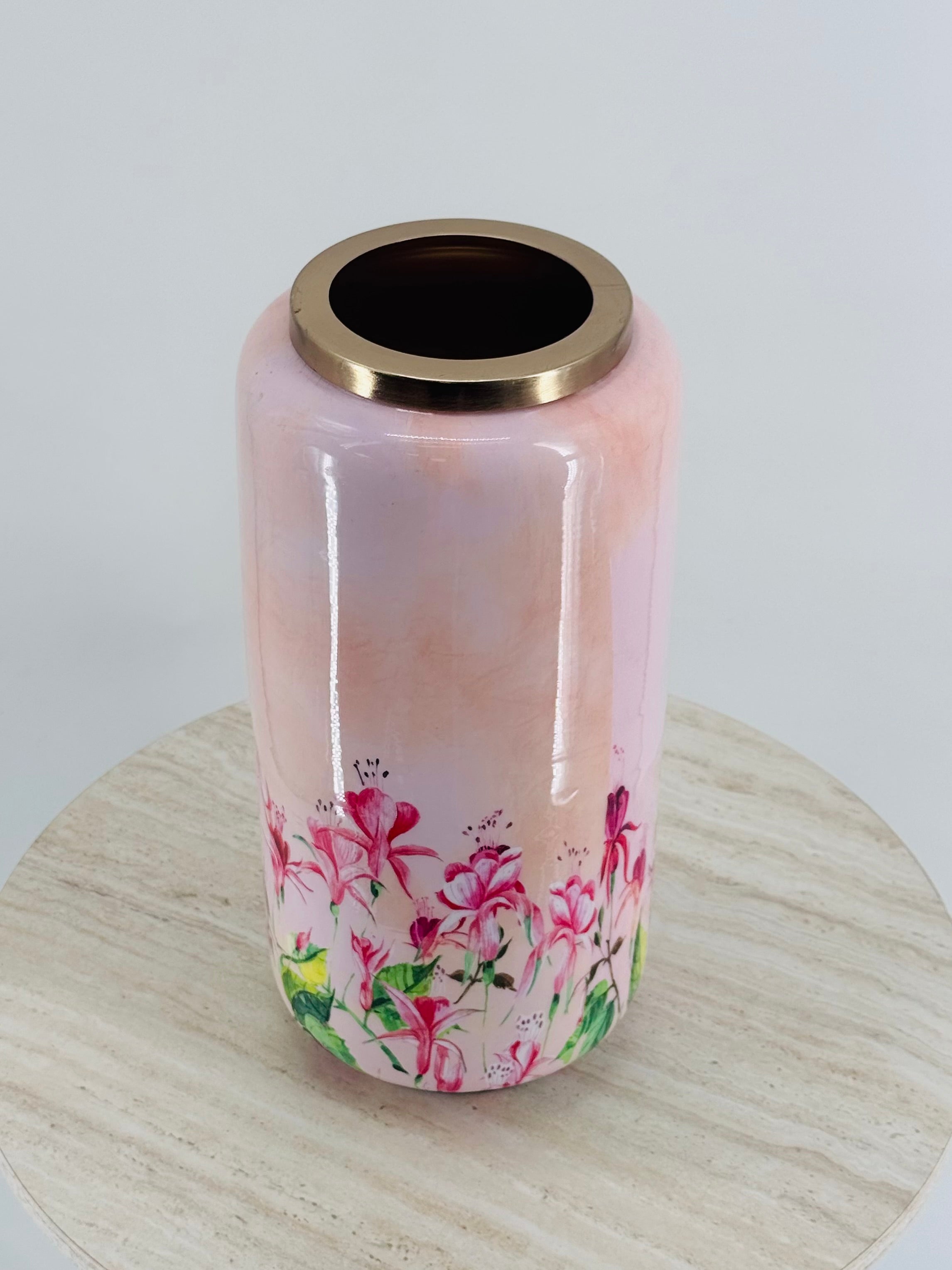 JARRON METAL 15X30CM FLOR CREM