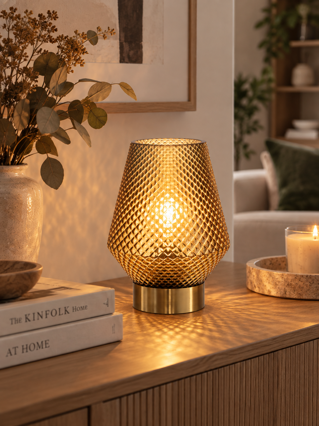 LÁMPARA DE MESA LED DE CRISTAL