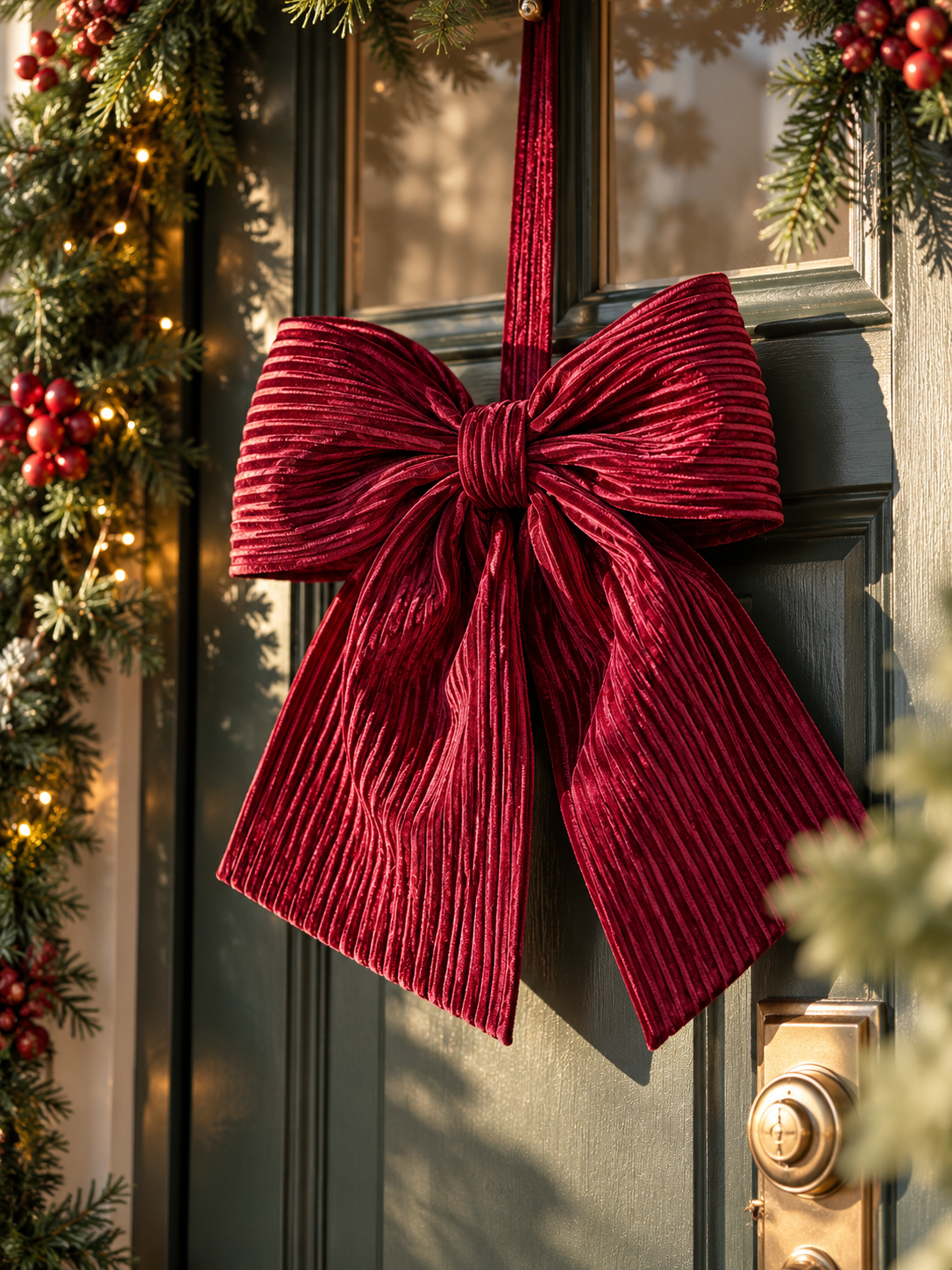 LAZO COLGANTE DECORATIVO NAVIDEÑO BURDEOS 25X30CM