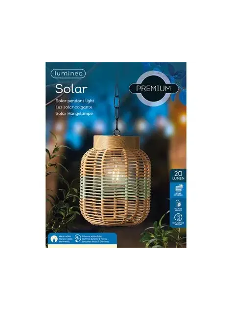 SOLAR PENDANT WICKER STEADY GR
