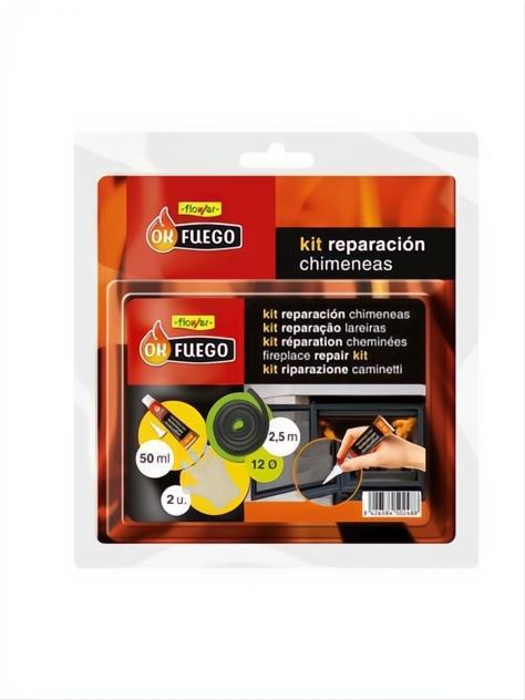 Kit de reparación de chimeneas OK Fuego para diámetro 12, con sellador y cuerda.