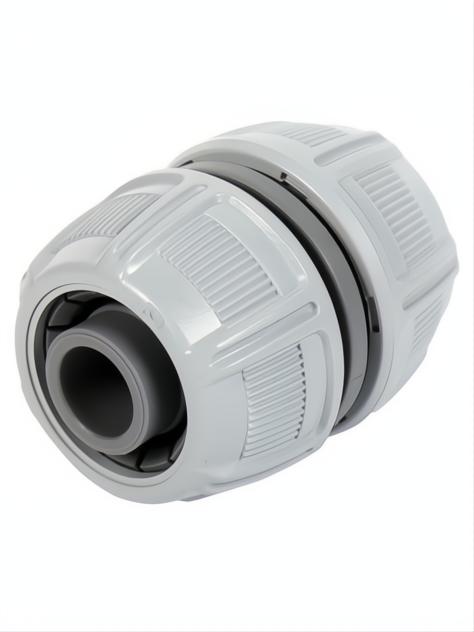 Reparador de manguera de 19mm gris claro y oscuro, con diseño estriado para agarre.