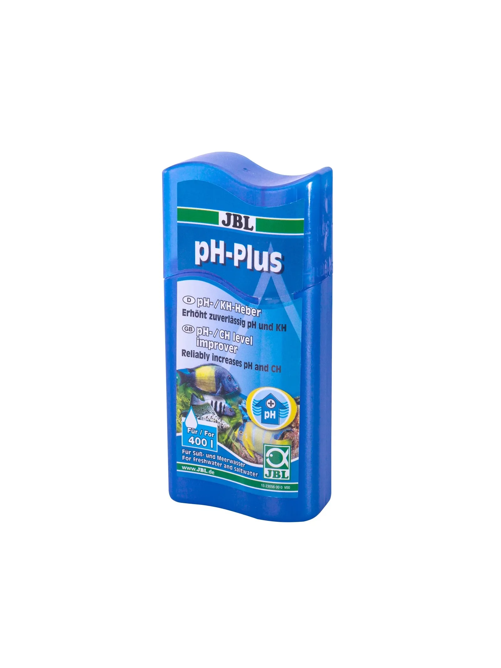 JBL PH-Plus 250ml blue bottle, pH/KH level improver for freshwater and saltwater aquariums.