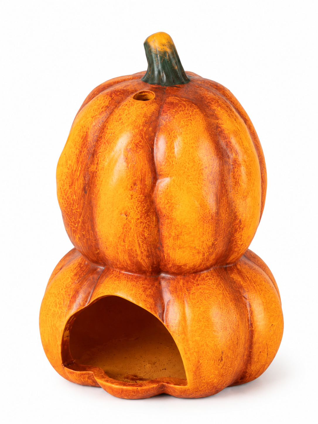 PORTAVELAS DE CERÁMICA EN FORMA DE CALABAZA · 14,5 × 13,8 × 22 CM