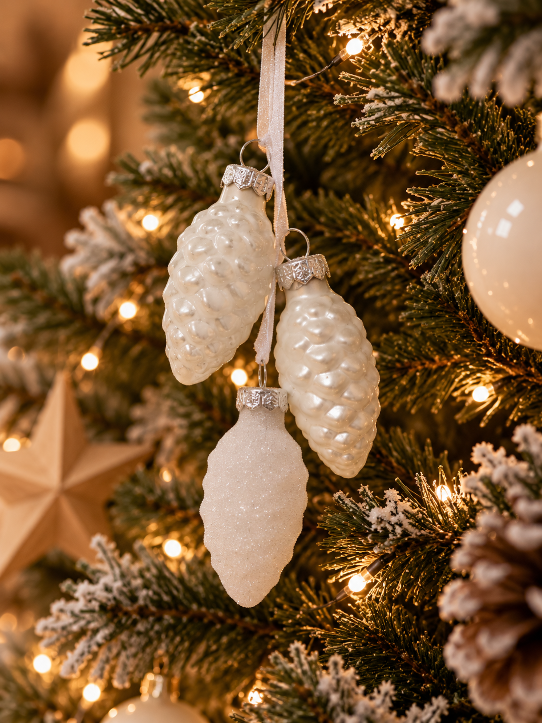Piña decorativa de Navidad de cristal plateado