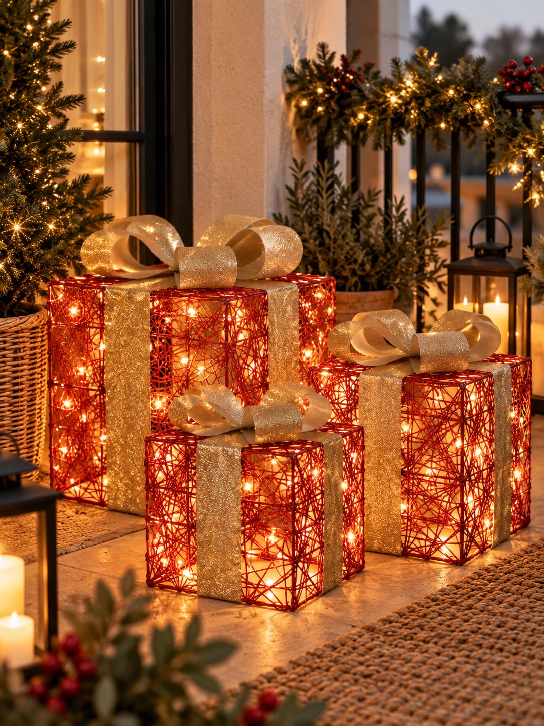 SET DE 3 CAJAS REGALO LED DECORATIVAS