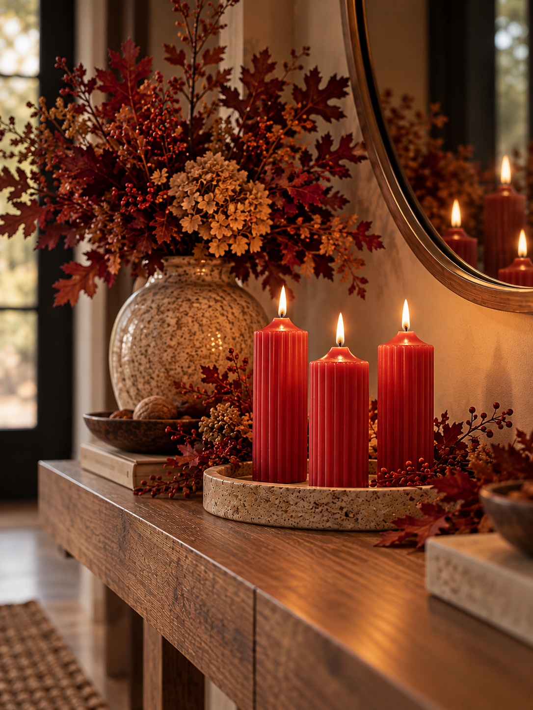 SET DE 3 VELAS DECORATIVAS RIFFLY ROJAS