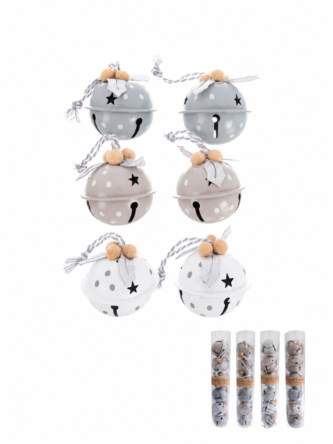SET DE 6 CAMPANAS DECORATIVAS NAVIDEÑAS