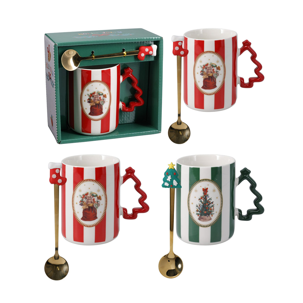 TAZA NAVIDEÑA ROJA CON COLADOR - SET DE 2 PIEZAS