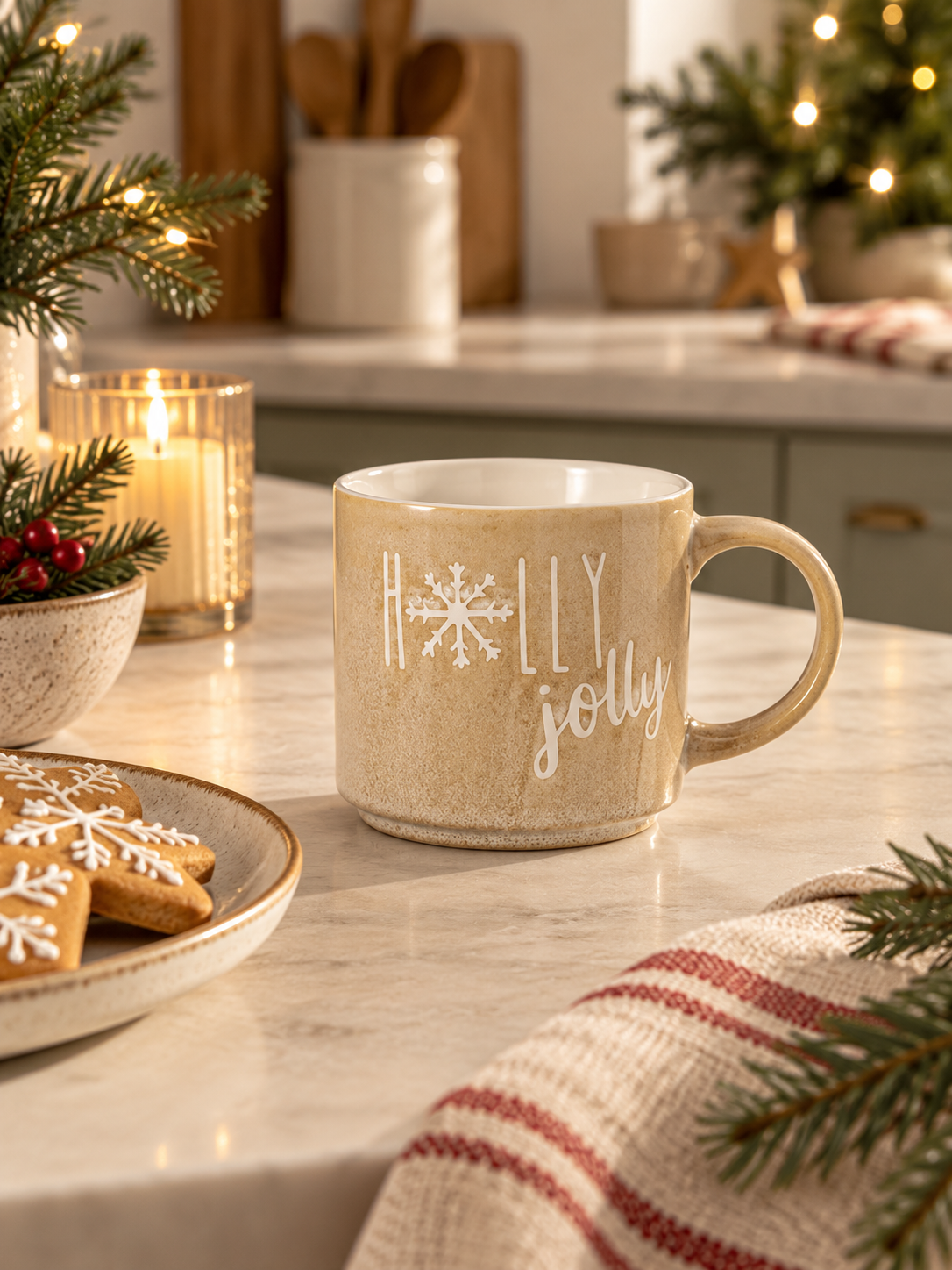 TAZA NAVIDEÑA HOLLY JOLLY DE GRES DE 400ML