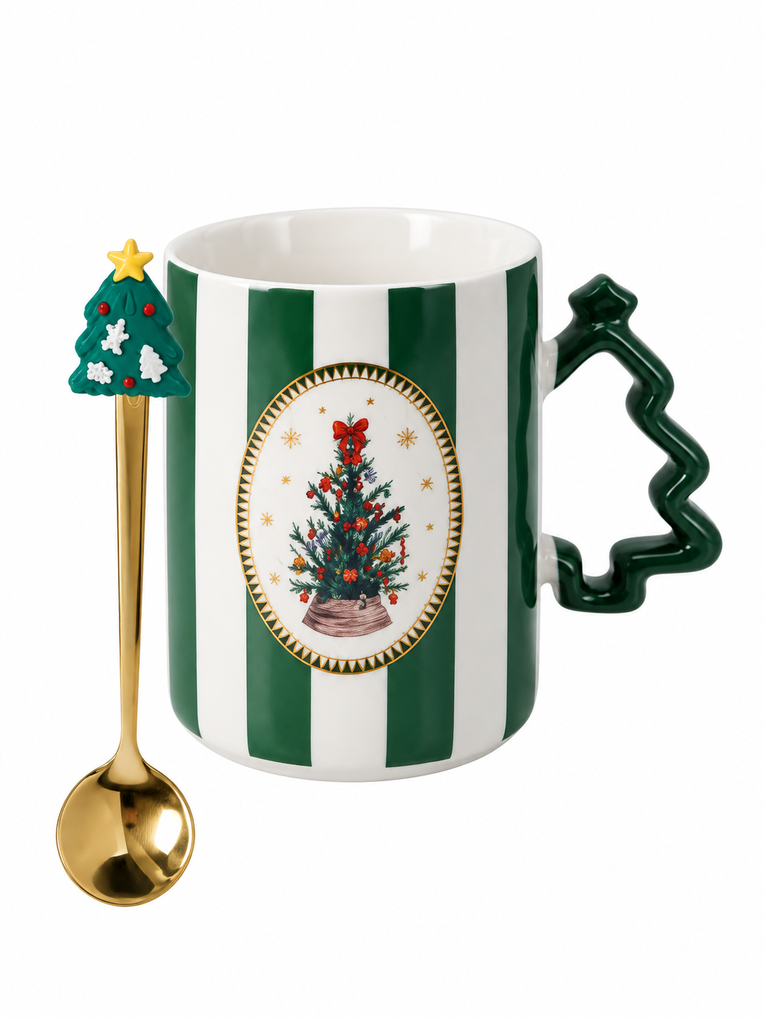 TAZA NAVIDEÑA VERDE CON COLADOR - SET DE 2 PIEZAS