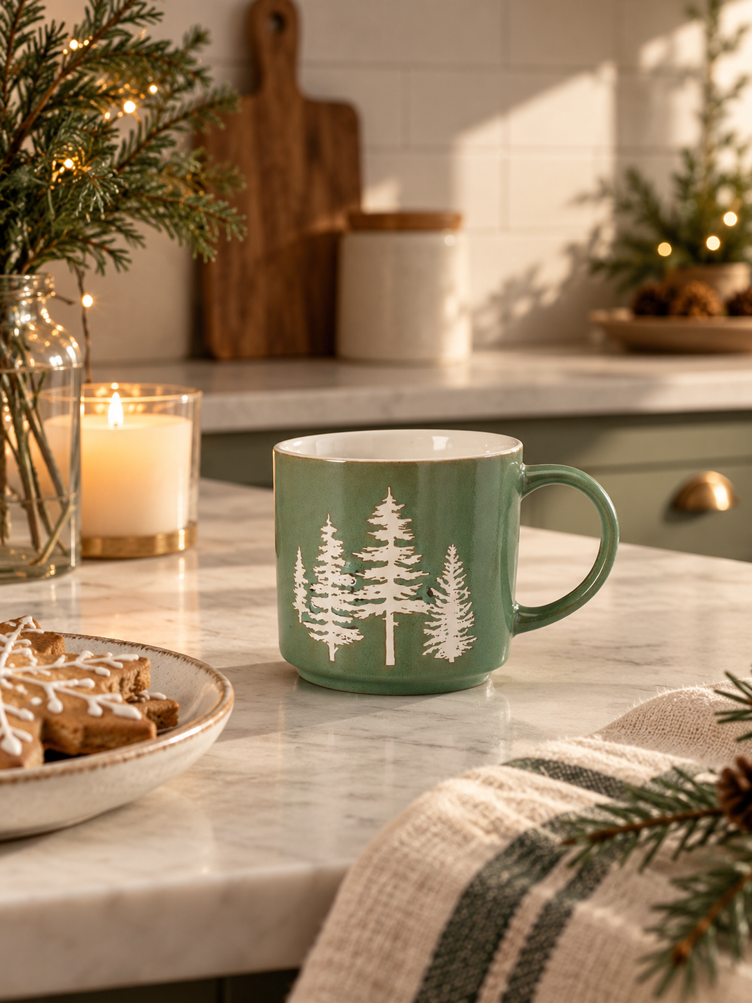 TAZA NAVIDEÑA ABETOS DE GRES DE 400ML