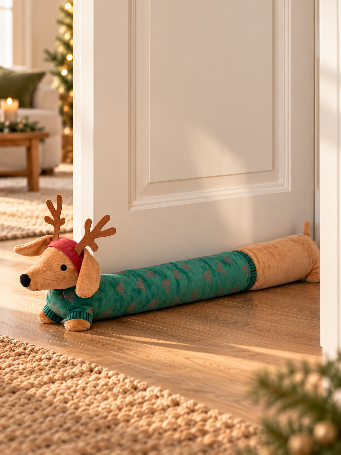 TOPE DE PUERTA NAVIDEÑO DACHSHUND VERDE 85CM