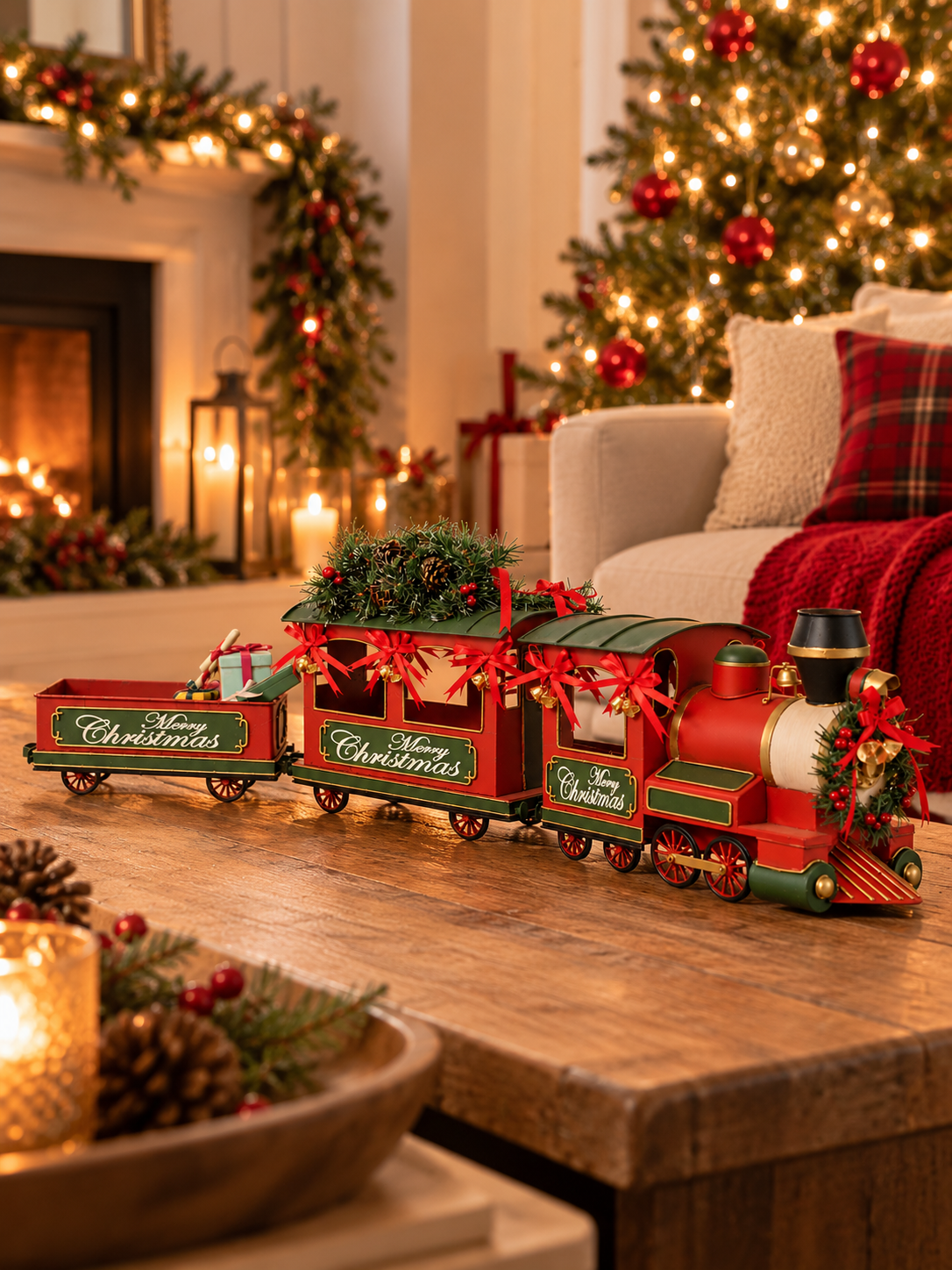 TREN DECORATIVO NAVIDEÑO DE HIERRO